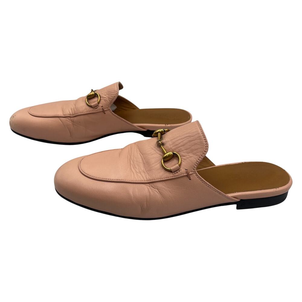Gucci Princetown Horsebit Leather Slip On Flats Mules Light Pink Size 36.5 / 6.5 - Picture 7 of 11